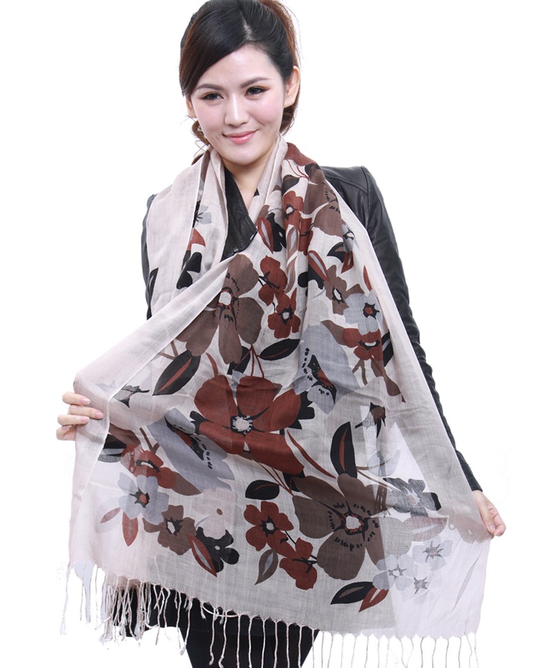 墨染花朵&nbsp;印花围巾&nbsp;批发定做&nbsp;围巾厂家
